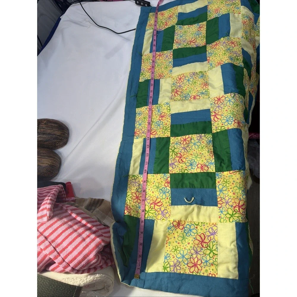 Handmade Lap Or Baby Blanket Quilt Beautiful‎ Bright Colors